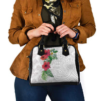 Hawaiian Tropical Plants Shoulder Handbag Kakau Tattoo and Polynesian Pattern Half White Color LT03 - Polynesian Pride