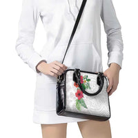 Hawaiian Tropical Plants Shoulder Handbag Kakau Tattoo and Polynesian Pattern Half White Color LT03 - Polynesian Pride