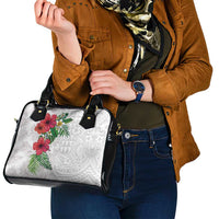 Hawaiian Tropical Plants Shoulder Handbag Kakau Tattoo and Polynesian Pattern Half White Color LT03 - Polynesian Pride