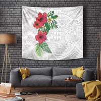 Hawaiian Tropical Plants Tapestry Kakau Tattoo and Polynesian Pattern Half White Color LT03 White - Polynesian Pride