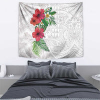 Hawaiian Tropical Plants Tapestry Kakau Tattoo and Polynesian Pattern Half White Color LT03 - Polynesian Pride