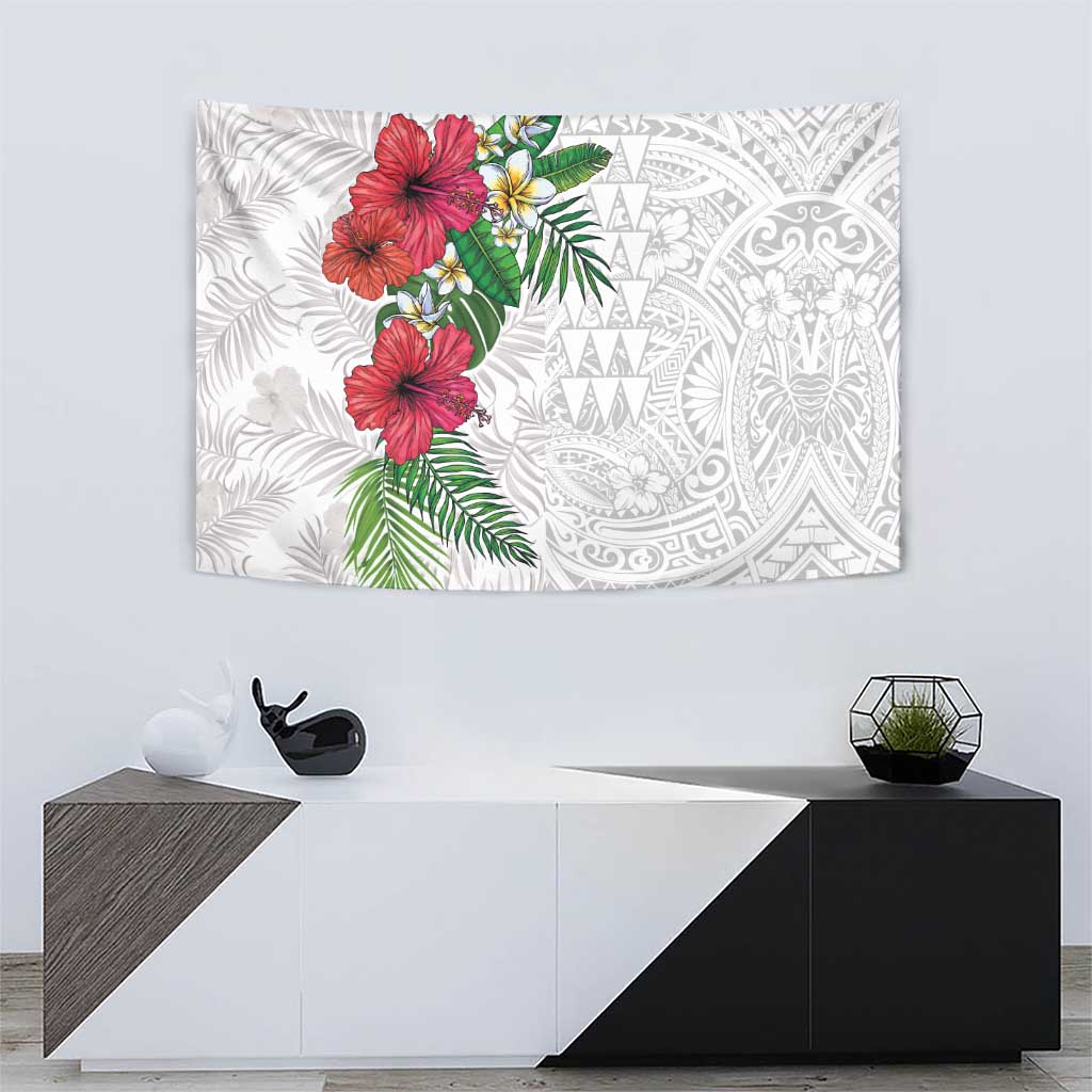 Hawaiian Tropical Plants Tapestry Kakau Tattoo and Polynesian Pattern Half White Color LT03 - Polynesian Pride
