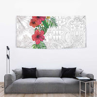 Hawaiian Tropical Plants Tapestry Kakau Tattoo and Polynesian Pattern Half White Color LT03 - Polynesian Pride