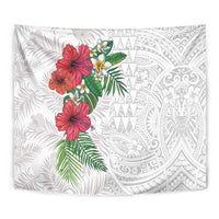 Hawaiian Tropical Plants Tapestry Kakau Tattoo and Polynesian Pattern Half White Color LT03 - Polynesian Pride
