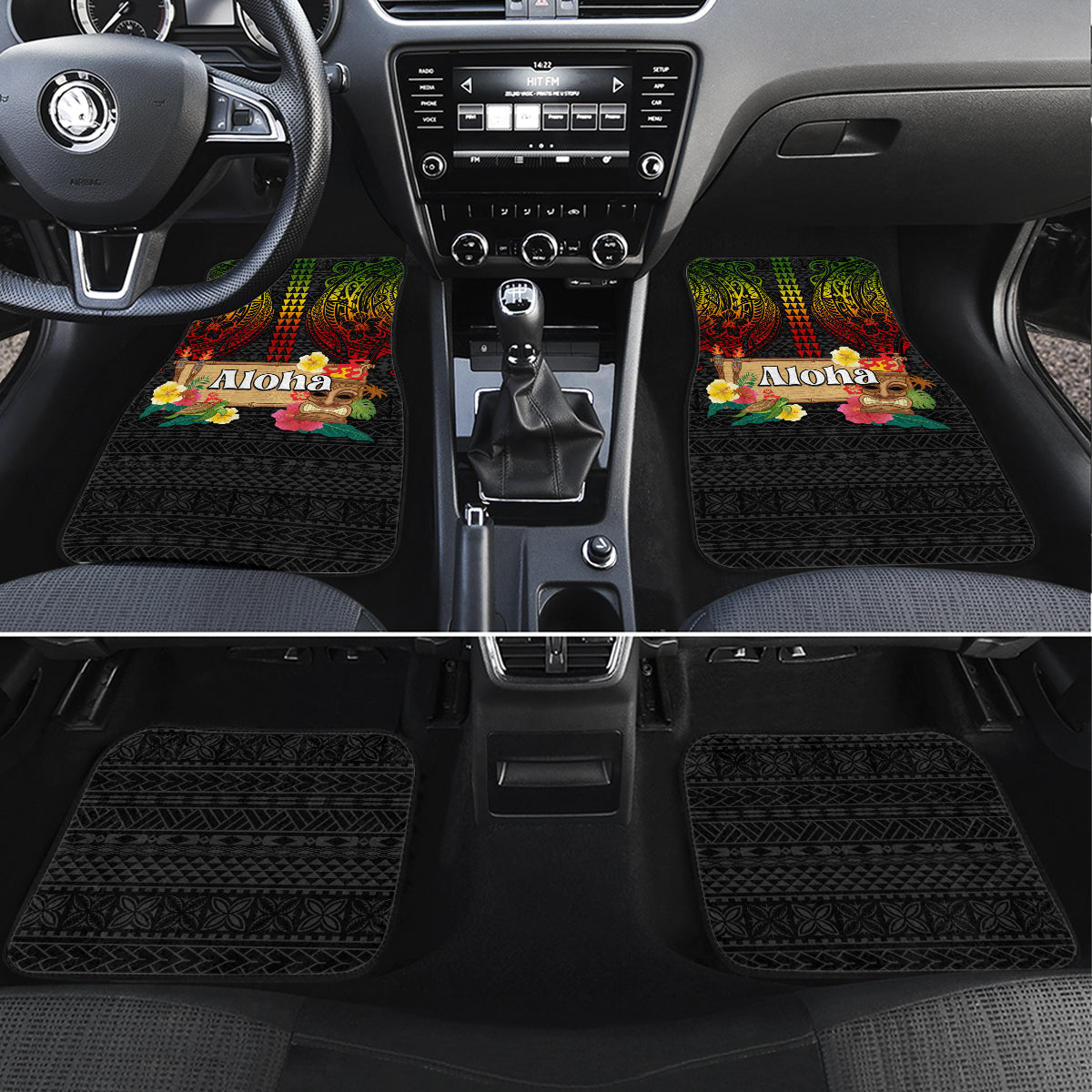 Hawaiian Elements and Polynesian Tattoo Car Mats LT03 Set 4pcs Black - Polynesian Pride