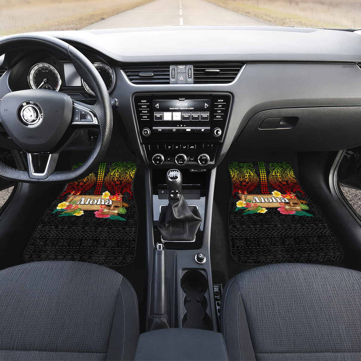 Hawaiian Elements and Polynesian Tattoo Car Mats LT03 Set 2pcs - Front Black - Polynesian Pride