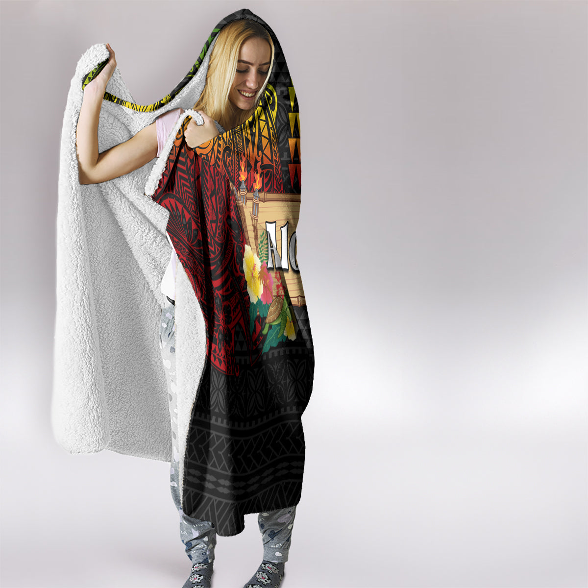 Hawaiian Elements and Polynesian Tattoo Hooded Blanket LT03 - Polynesian Pride