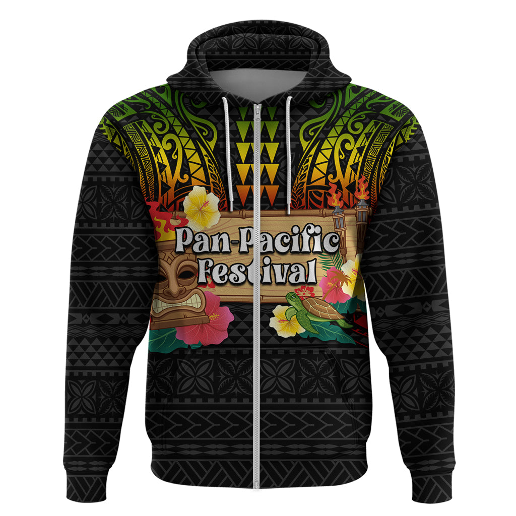 Hawaiian Elements and Polynesian Tattoo Hoodie LT03 Zip Hoodie Black - Polynesian Pride