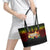 Hawaiian Elements and Polynesian Tattoo Leather Tote Bag