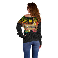 Hawaiian Elements and Polynesian Tattoo Off Shoulder Sweater LT03 - Polynesian Pride