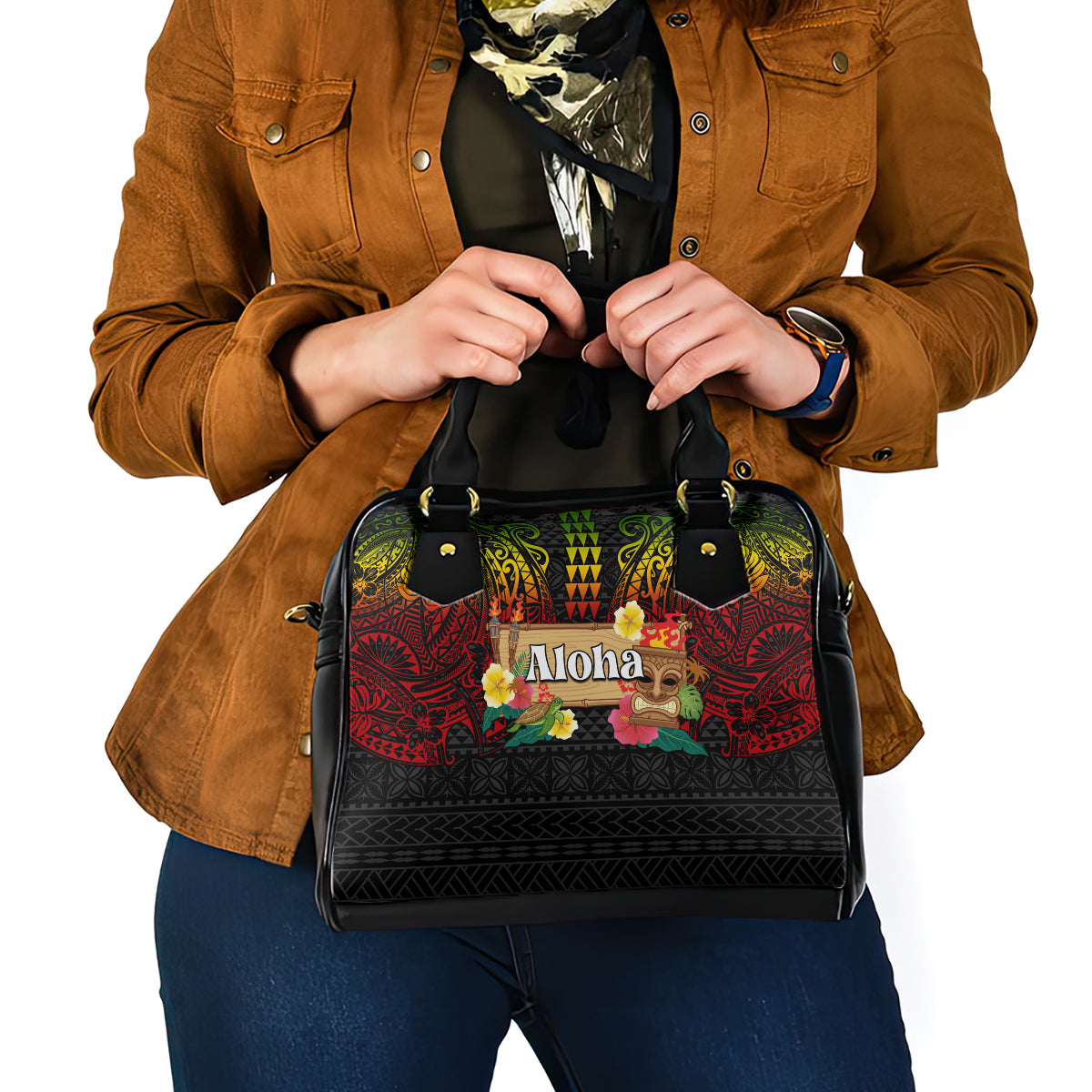 Hawaiian Elements and Polynesian Tattoo Shoulder Handbag LT03 - Polynesian Pride