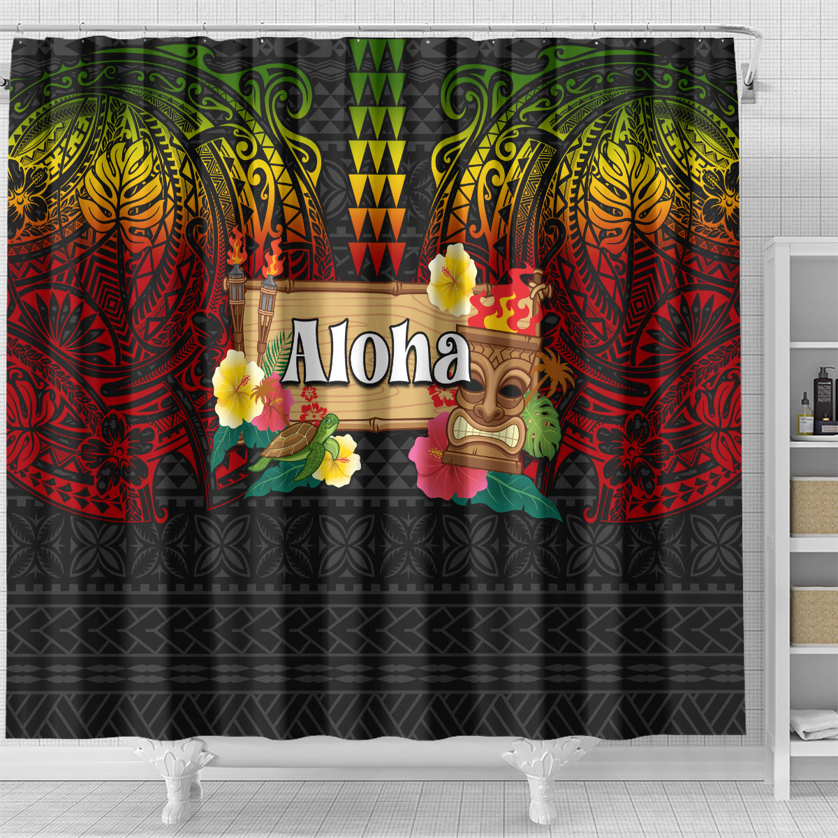 Hawaiian Elements and Polynesian Tattoo Shower Curtain LT03 - Polynesian Pride
