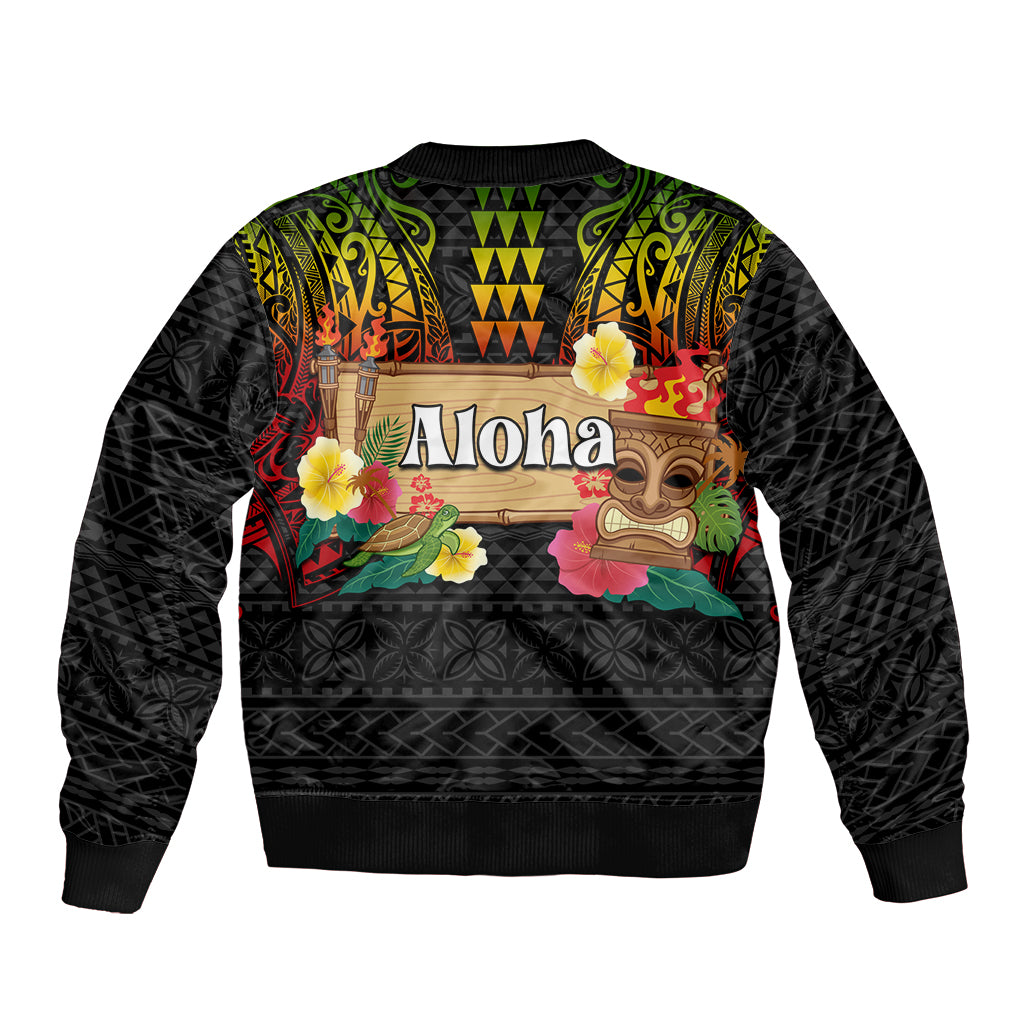 Hawaiian Elements and Polynesian Tattoo Sleeve Zip Bomber Jacket LT03 - Polynesian Pride