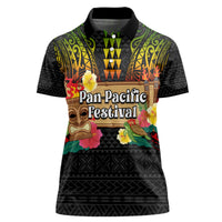 Hawaiian Elements and Polynesian Tattoo Women Polo Shirt LT03 Female Black - Polynesian Pride