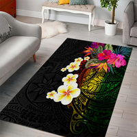 Hawaii Plumeria Area Rug Polynesian Tattoo and Hibiscus LT03 - Polynesian Pride