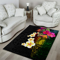 Hawaii Plumeria Area Rug Polynesian Tattoo and Hibiscus LT03 - Polynesian Pride