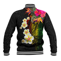Hawaii Plumeria Baseball Jacket Polynesian Tattoo and Hibiscus LT03 - Polynesian Pride