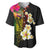 Hawaii Plumeria Baseball Jersey Polynesian Tattoo and Hibiscus