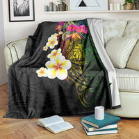 Hawaii Plumeria Blanket Polynesian Tattoo and Hibiscus LT03 Black - Polynesian Pride