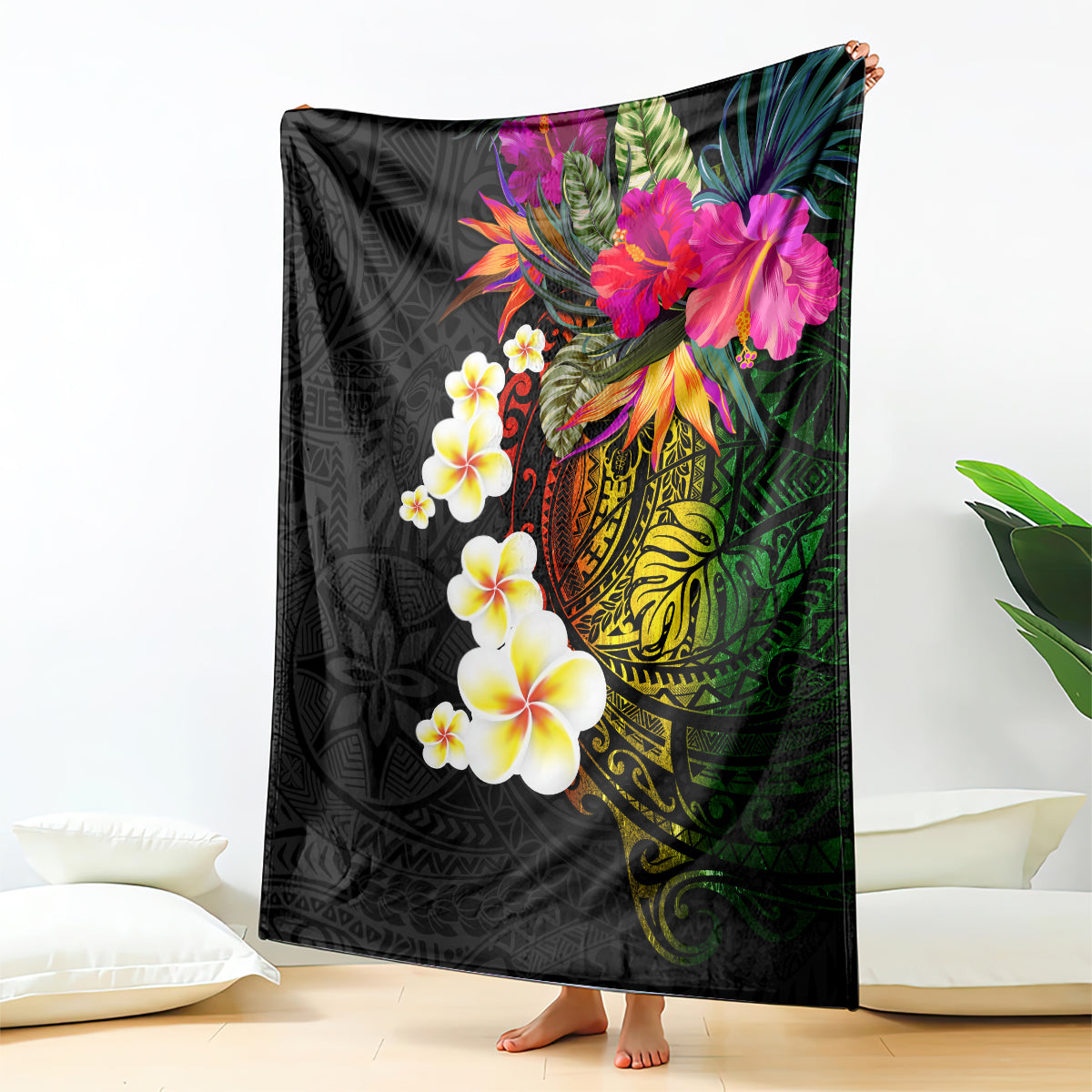 Hawaii Plumeria Blanket Polynesian Tattoo and Hibiscus LT03 - Polynesian Pride