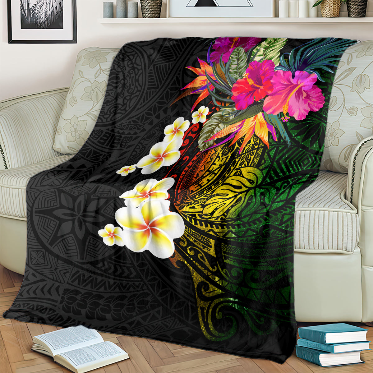 Hawaii Plumeria Blanket Polynesian Tattoo and Hibiscus LT03 - Polynesian Pride