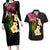 Hawaii Plumeria Couples Matching Long Sleeve Bodycon Dress and Hawaiian Shirt Polynesian Tattoo and Hibiscus