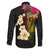 Hawaii Plumeria Family Matching Long Sleeve Bodycon Dress and Hawaiian Shirt Polynesian Tattoo and Hibiscus