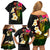 Hawaii Plumeria Family Matching Off Shoulder Short Dress and Hawaiian Shirt Polynesian Tattoo and Hibiscus