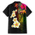 Hawaii Plumeria Family Matching Short Sleeve Bodycon Dress and Hawaiian Shirt Polynesian Tattoo and Hibiscus