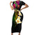 Hawaii Plumeria Family Matching Short Sleeve Bodycon Dress and Hawaiian Shirt Polynesian Tattoo and Hibiscus