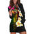 Hawaii Plumeria Hoodie Dress Polynesian Tattoo and Hibiscus