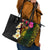 Hawaii Plumeria Leather Tote Bag Polynesian Tattoo and Hibiscus