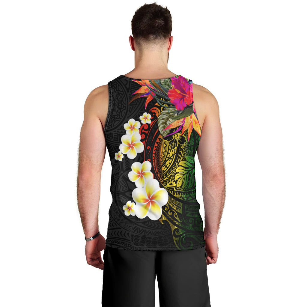 Hawaii Plumeria Men Tank Top Polynesian Tattoo and Hibiscus LT03 - Polynesian Pride