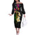 Hawaii Plumeria Off The Shoulder Long Sleeve Dress Polynesian Tattoo and Hibiscus