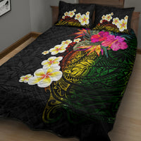 Hawaii Plumeria Quilt Bed Set Polynesian Tattoo and Hibiscus LT03 - Polynesian Pride