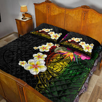 Hawaii Plumeria Quilt Bed Set Polynesian Tattoo and Hibiscus LT03 - Polynesian Pride