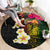 Hawaii Plumeria Round Carpet Polynesian Tattoo and Hibiscus