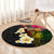 Hawaii Plumeria Round Carpet Polynesian Tattoo and Hibiscus