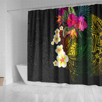Hawaii Plumeria Shower Curtain Polynesian Tattoo and Hibiscus LT03 - Polynesian Pride