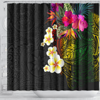 Hawaii Plumeria Shower Curtain Polynesian Tattoo and Hibiscus LT03 - Polynesian Pride
