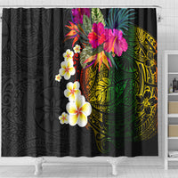 Hawaii Plumeria Shower Curtain Polynesian Tattoo and Hibiscus LT03 - Polynesian Pride
