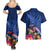 New Zealand Tuatara Couples Matching Summer Maxi Dress and Hawaiian Shirt Silver Fern Hibiscus and Tribal Maori Pattern Blue Color