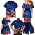 New Zealand Tuatara Family Matching Mermaid Dress and Hawaiian Shirt Silver Fern Hibiscus and Tribal Maori Pattern Blue Color