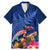 New Zealand Tuatara Family Matching Mermaid Dress and Hawaiian Shirt Silver Fern Hibiscus and Tribal Maori Pattern Blue Color