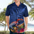 New Zealand Tuatara Hawaiian Shirt Silver Fern Hibiscus and Tribal Maori Pattern Blue Color