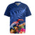 New Zealand Tuatara Rugby Jersey Silver Fern Hibiscus and Tribal Maori Pattern Blue Color