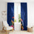 New Zealand Tuatara Window Curtain Silver Fern Hibiscus and Tribal Maori Pattern Blue Color