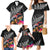 New Zealand Tuatara Family Matching Mermaid Dress and Hawaiian Shirt Silver Fern Hibiscus and Tribal Maori Pattern Black Color