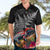 New Zealand Tuatara Hawaiian Shirt Silver Fern Hibiscus and Tribal Maori Pattern Black Color