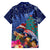 New Zealand Tuatara Christmas Family Matching Puletasi and Hawaiian Shirt Silver Fern and Xmas Pohutukawa Tree Blue Color